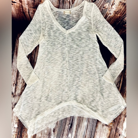 ALTAR’D STATE || Slub Sweater Knit Slouch V-Neck Tee/Top in White - SZ Small - Picture 5 of 5